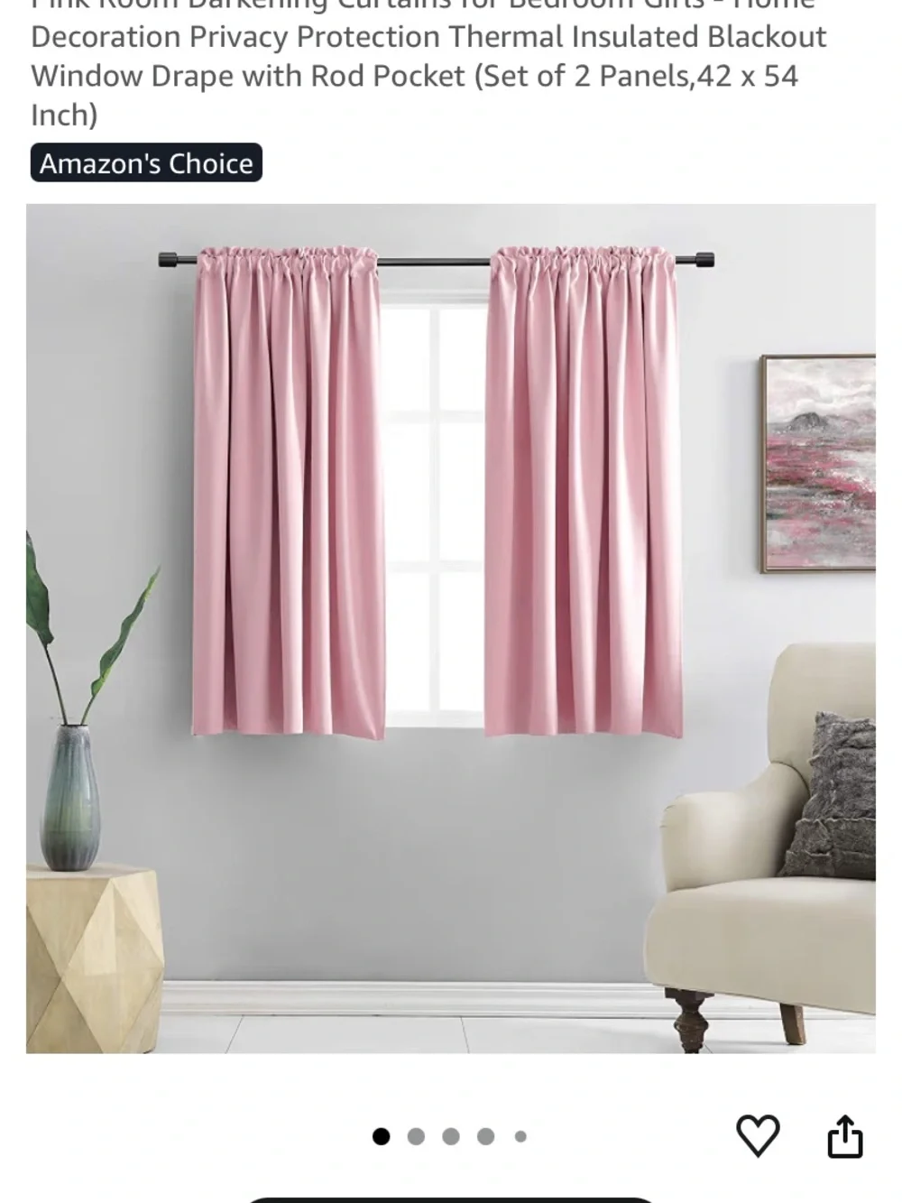 Pink Thermal Blackout Curtains - Set of 2 (4 panels total)
